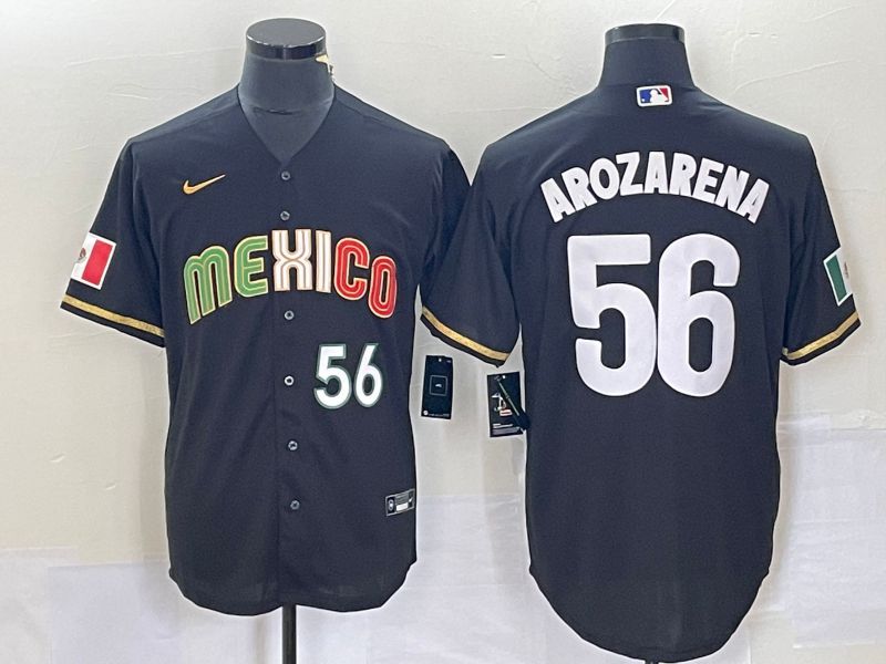Men 2023 World Cub Mexico #56 Arozarena Black Nike MLB Jersey6
